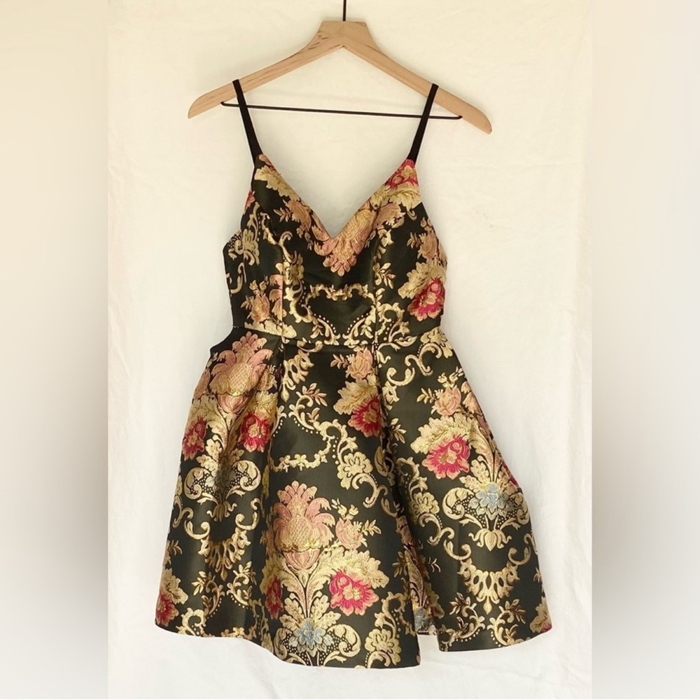 MOVING SALE ! Babydoll black jacquard black floral dress NWOT